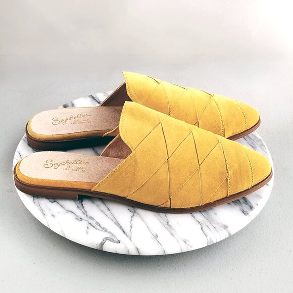 NIB Seychelles Survival Suede Woven Mules in Yellow Women Size 10 NWOT NEW! - Picture 1 of 16